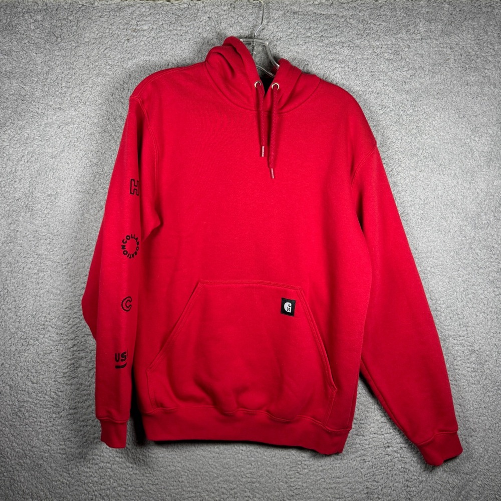 Hurley x Carhartt Mens Red Loyal to the Sea Graphic Pullover Hoodie Size Small
